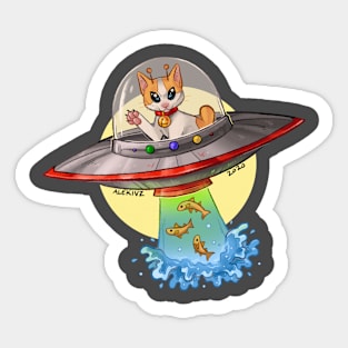 A Alien Cat Sticker